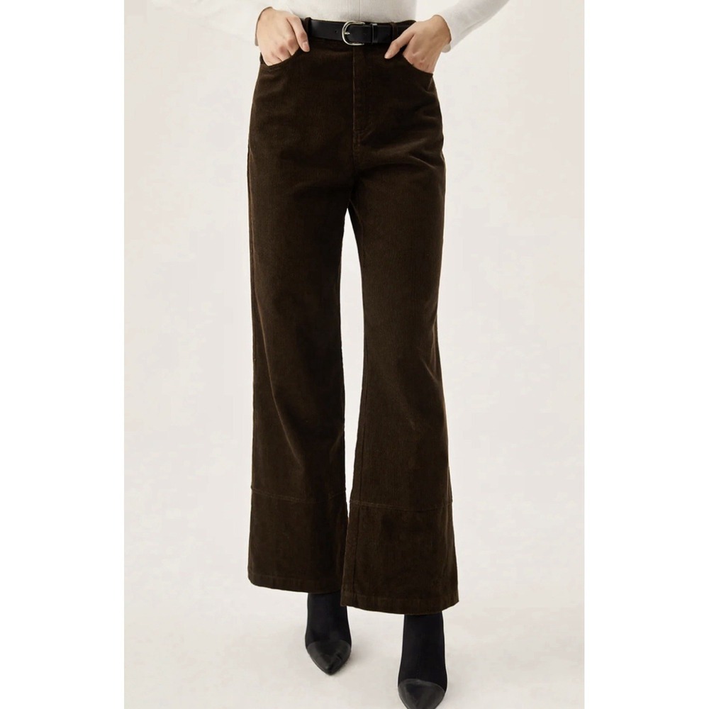 Commence Corduroy Wide Leg Pocket Pants Sz Large‎ Brown 90's Retro 100% Cotton